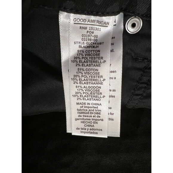 Good American Good Legs Crop Leopard Jeans Womens 24 Black Printed High Rise NWT - Picture 7 of 12